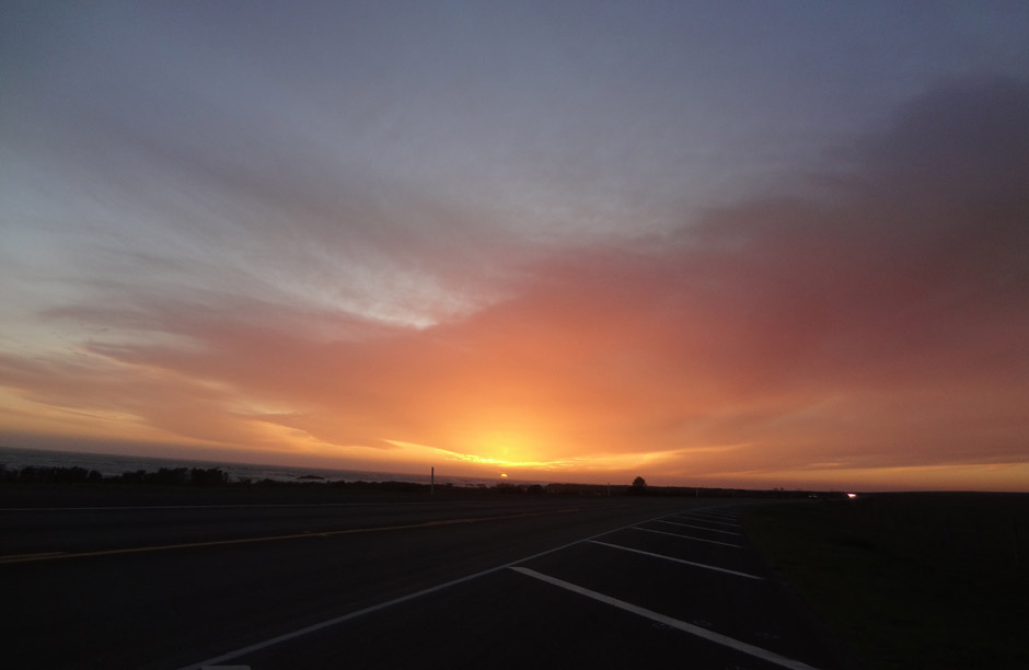 The setting sun